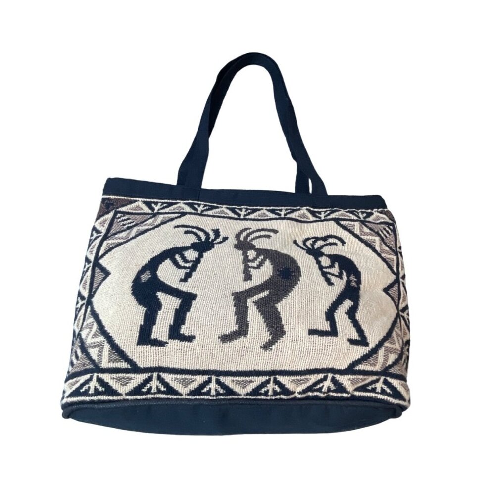 El Paso Saddle Blanket Women's Black Cotton Stencil Purse Sz L - NWOT